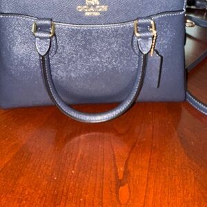 Coach Blue Satchel with gold hardware